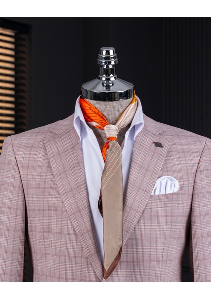Klasik Kesim Regular Fit Mono Yaka Ekose Erkek Ceket Pembe T11526 fiyatları