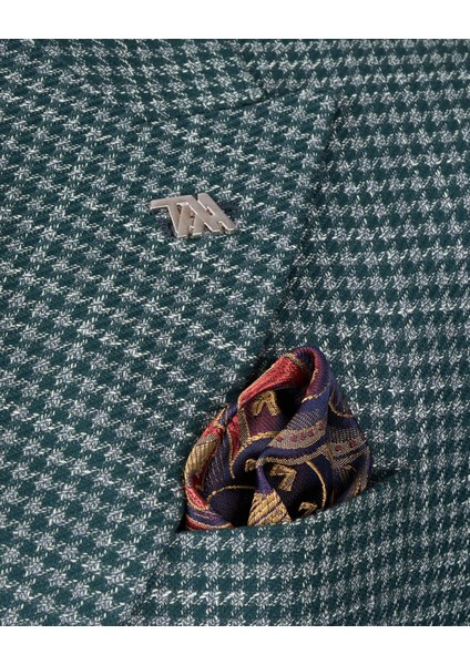 İtalyan stil slim fit kazayağı desen kruvaze erkek ceket yeşil T12552 modelleri