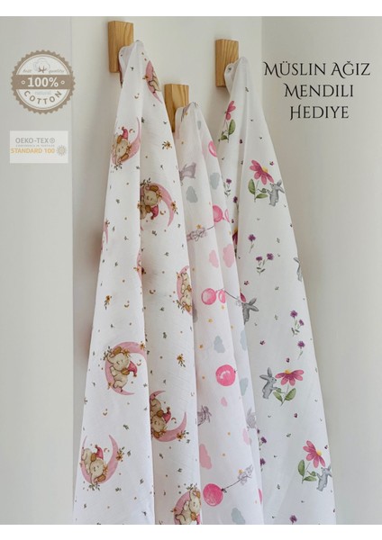 Ftbabycollection Pamuk Müslin Bebek Battaniyesi 3'lü Set Oeko- Tex Sertifikalı Müslın örtü 80 x 90 cm