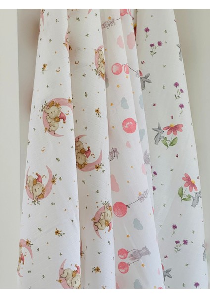 Ftbabycollection Pamuk Müslin Bebek Battaniyesi 3'lü Set Oeko- Tex Sertifikalı Müslın örtü 80 x 90 cm modelleri