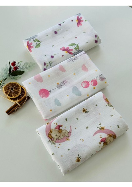 Ftbabycollection Pamuk Müslin Bebek Battaniyesi 3'lü Set Oeko- Tex Sertifikalı Müslın örtü 80 x 90 cm fırsatları