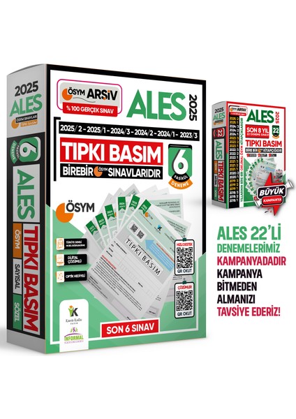 2024 ALES ÖSYM Tıpkı Basım Çıkmış Soru 6lı Deneme Paketi Video ve Dijital Çözümlü Türkiye Geneli