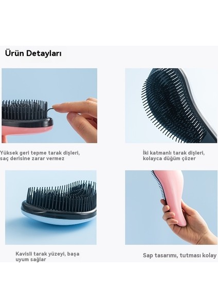 Düğüm Önleyici Yumuşak Dişler Kafa Masajı Hava Yastığı Düz Saç Tarağı (Yurt Dışından) indirimleri