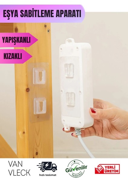 5’li Çift Taraflı Yapışkanlı Klips – Şeffaf Duvar Askısı, Eşya Sabitleme ve Geçmeli Kanca