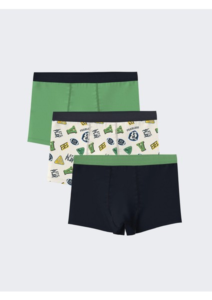 Lcw Kids Ekru Baskılı Erkek Çocuk Boxer 3'lü