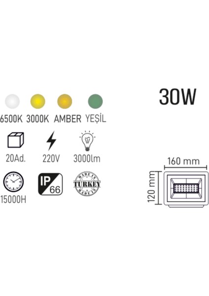 30W LED Projektör | Yeşil Işık | Bahçe, Halı Saha, Dış Mekan Aydınlatma | IP66 Su Geçirmez fiyatları
