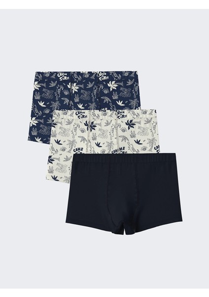 Lcw Kids Lacivert Baskılı Erkek Çocuk Boxer 3'lü