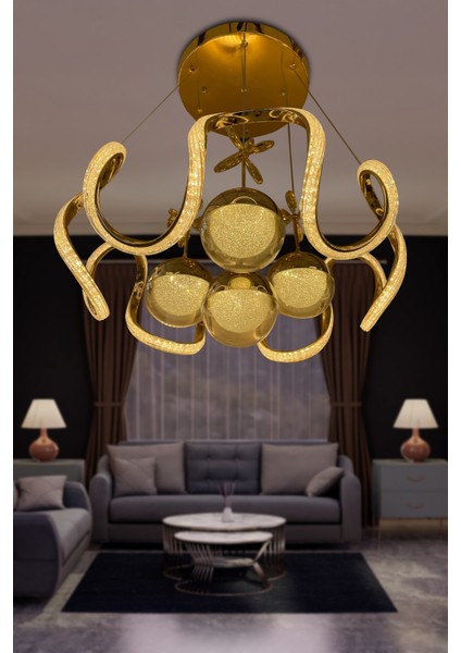 Arya Fanus 4 Toplu Simli Slikonlu Yüksek (Işık) Modern Salon LED Avizesi fiyatları