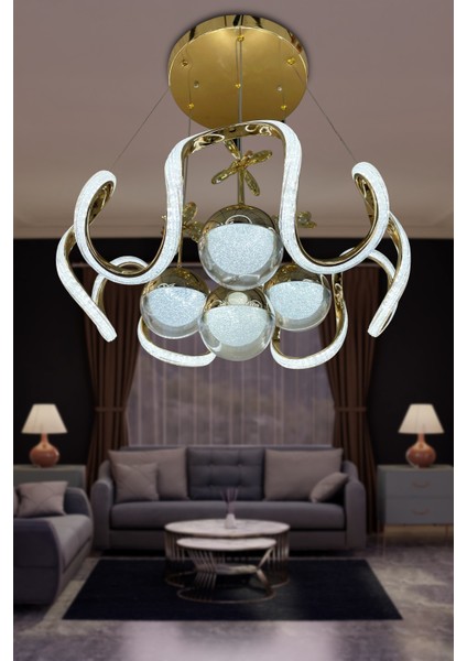 Arya Fanus 4 Toplu Simli Slikonlu Yüksek (Işık) Modern Salon LED Avizesi fırsatları