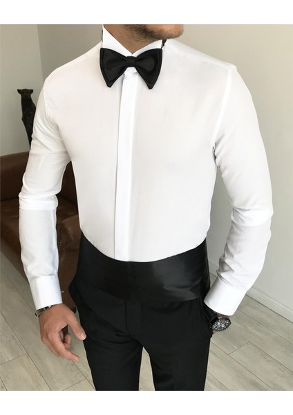 İtalyan Kesim Damatlık Slim Fit Ata Yaka Erkek Gömlek T3470