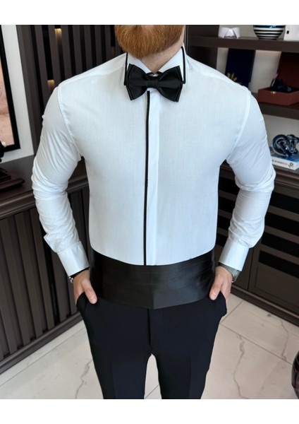 İtalyan Kesim Damatlık Slim Fit Ata Yaka Erkek Gömlek T3469 fırsatları