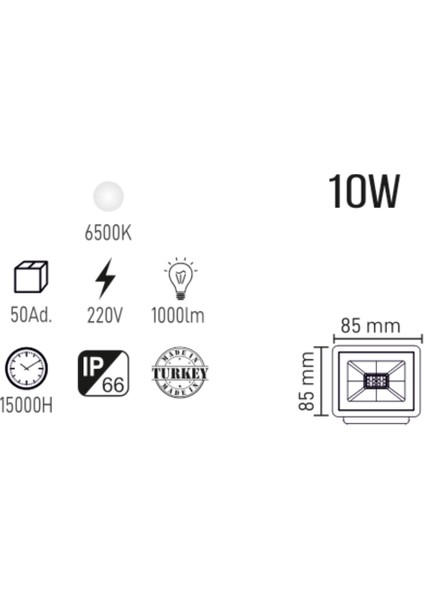 MX-2088 LED Projektör | 10W Beyaz Işık, IP66 Suya Dayanıklı, Dış Mekan Aydınlatma