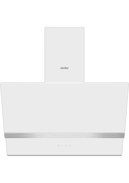 8739 60CM Premium Dokunmatik Beyaz Cam Dekorlu Davlumbaz