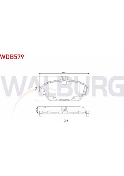 WALBURG-WDB579 - Fren Balata On Mercedes A Serısı (W176) A 200 2012-/ A 180 2012-/ B Serısı (W246) B 160 2011-/ B 180 2011- / Gla Serısı (X156) Gla 200 Cdı 2013-/ Gla 200 2013-/