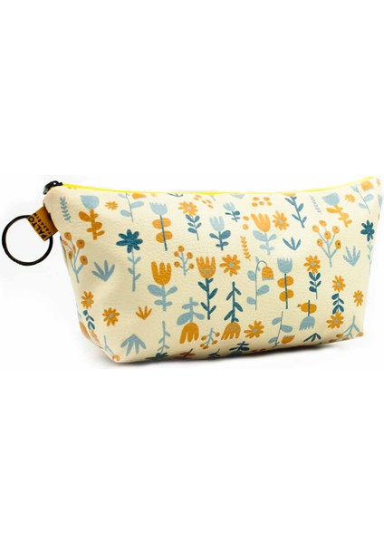 Çiçek Tasarımlı Makyaj Çantası - Makyaj Organizatörü Kozmetik Çanta