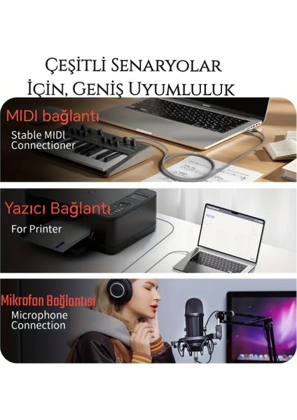 3-Metre Usb-A To Usb-B 2.0 Yazıcı Kablosu Ce Lisanslı Hasır Örgülü Sağlam Kablo fiyatları