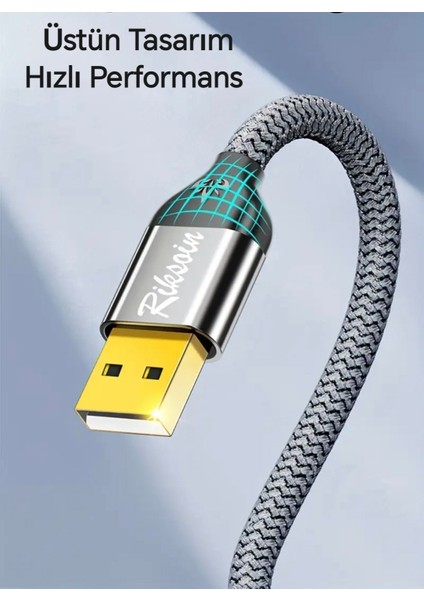 3-Metre Usb-A To Usb-B 2.0 Yazıcı Kablosu Ce Lisanslı Hasır Örgülü Sağlam Kablo