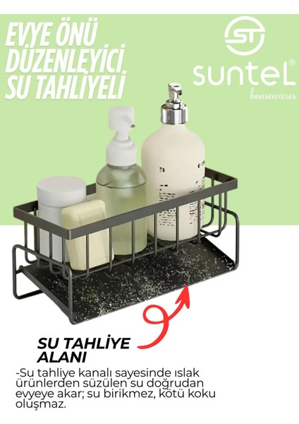Tezgah Üstü Sıvı Sabunluk ve Süngerlik Organizer