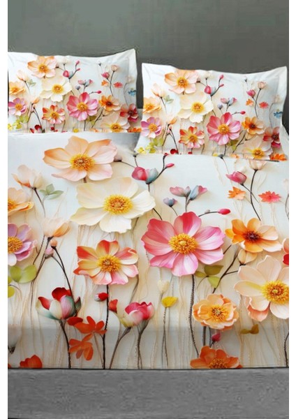 %100 Pamuk Lastikli Çarşaf Özel Tasarım 5d Dijital 60 Tel Dancing Roses fırsatları