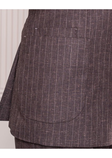 Italyan Stil Kruvaze Ceket Pantolon Takım Elbise Kahverengi T14092 indirimleri