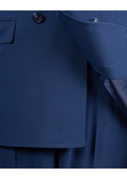 Italyan Stil Kruvaze Ceket Pantolon Takım Elbise Lacivert T14117 modelleri