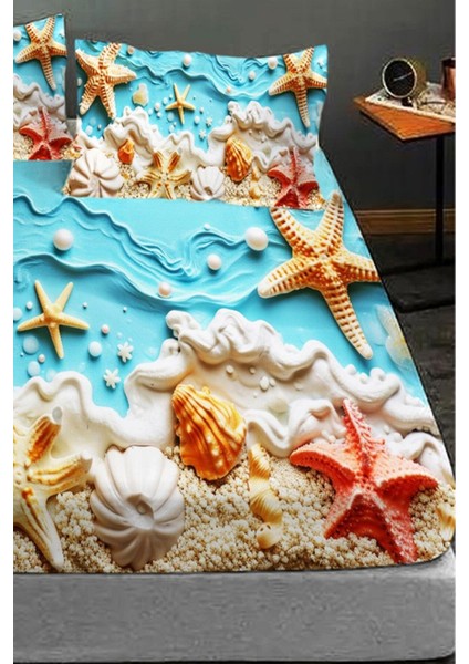 %100 Pamuk Lastikli Çarşaf Özel Tasarım 5d Dijital 60 Tel Sea Of Dreams fiyatları