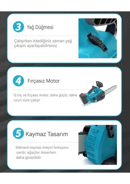 Şarjlı Zincirli Ağaç Budama Kesme Motorlu Testere Fırçasız Bahçe Ahşap Odun fiyatları