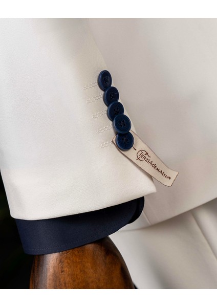 Italyan Stil Slim Fit Ceket Pantolon Takım Elbise Ekru T14158 modelleri