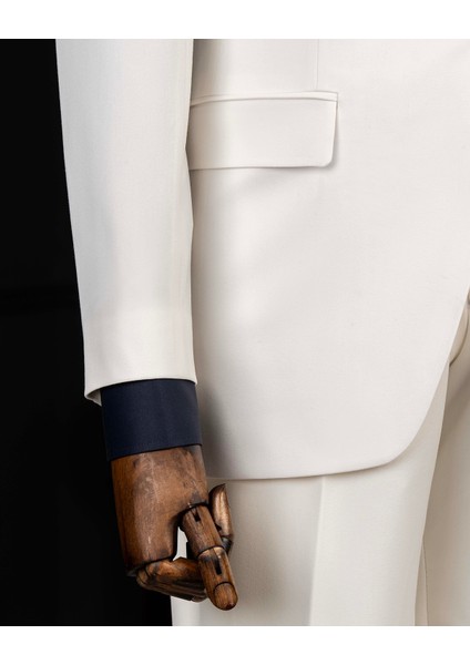 Italyan Stil Slim Fit Ceket Pantolon Takım Elbise Ekru T14158 fırsatları