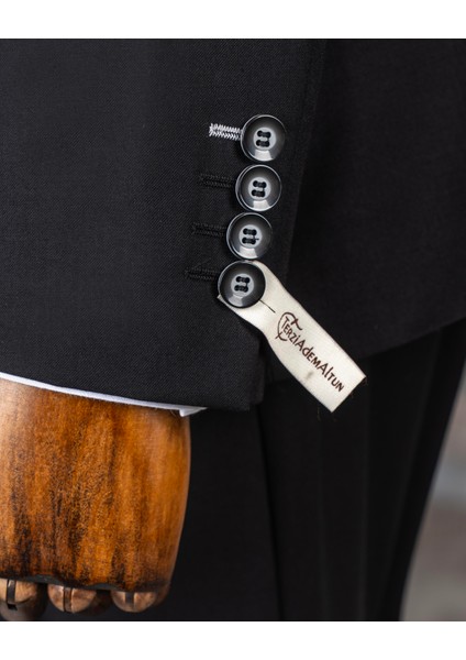Italyan Stil Kombin Takım Elbise Ceket Yelek Pantalon Siyah T14355 indirimleri