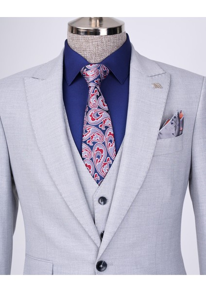 Italyan Stil Slim Fit 8 Drop Ceket Yelek Pantolon Takım Elbise Gri T12634 fiyatları