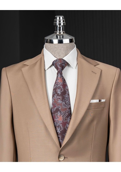 Italyan Stil Ceket Pantolon Takım Elbise %88 Yünlü Kahverengi T14162 fiyatları