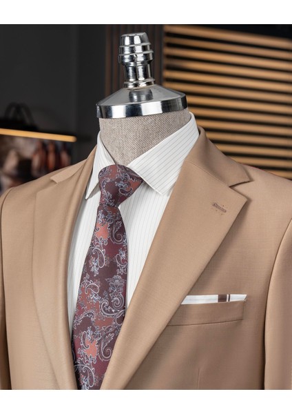 Italyan Stil Ceket Pantolon Takım Elbise %88 Yünlü Kahverengi T14162 modelleri