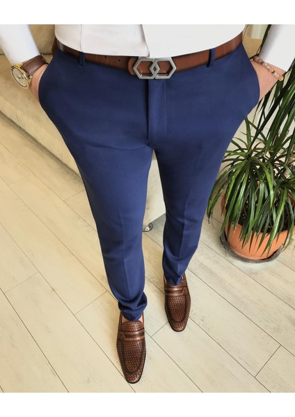 İtalyan stil slim fit erkek kumaş pantolon Açık Lacivert T4828 fiyatları