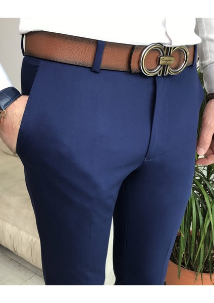 İtalyan stil slim fit erkek kumaş pantolon Açık Lacivert T4828 fırsatları