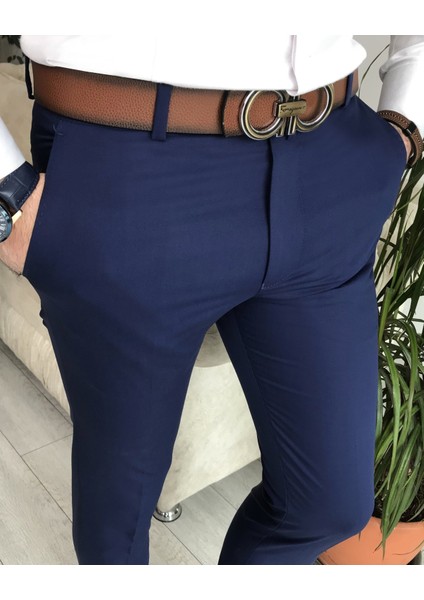İtalyan stil slim fit erkek kumaş pantolon Açık Lacivert T4828 indirimleri