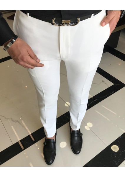 İtalyan Stil Slim Fit Erkek Kumaş Pantolon Ekru T4813 fiyatları