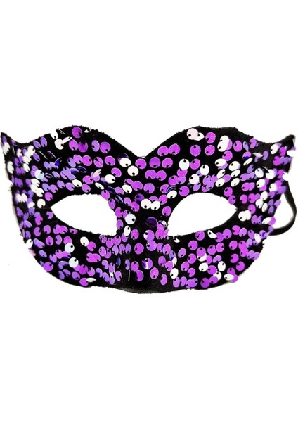 Bfs Mor Renk Arkadan Lastikli Pul Payet Işlemeli Balo After Parti Maskesi modelleri