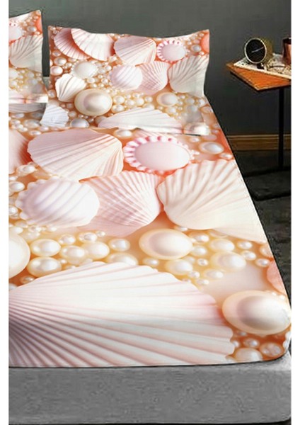 %100 Pamuk Lastikli Çarşaf Özel Tasarım 5d Dijital 60 Tel Pearls And Shells fiyatları