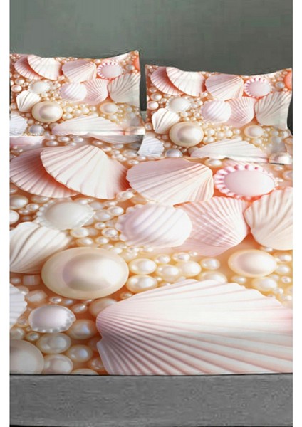 %100 Pamuk Lastikli Çarşaf Özel Tasarım 5d Dijital 60 Tel Pearls And Shells modelleri