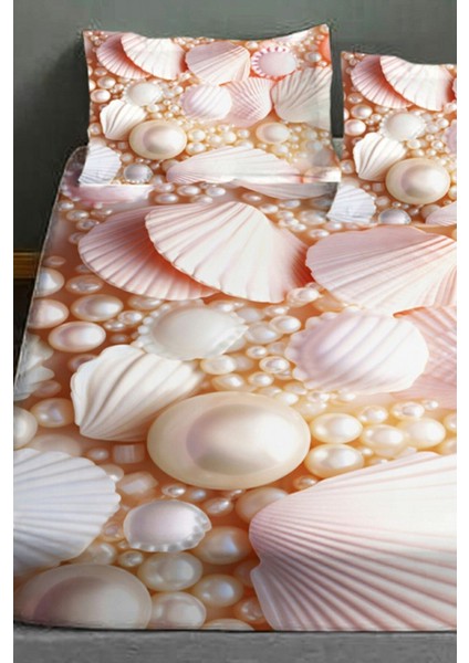 %100 Pamuk Lastikli Çarşaf Özel Tasarım 5d Dijital 60 Tel Pearls And Shells fırsatları