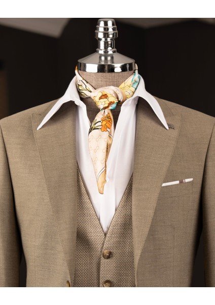 Italyan Stil Kombin Takım Elbise Ceket Yelek Pantalon Haki T14036 fiyatları