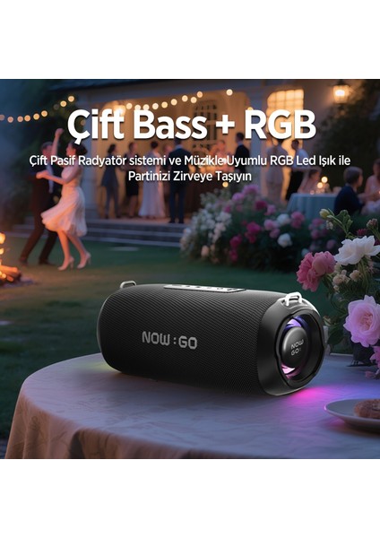 Nowgo F8 40W Rgb Speaker Su Geçirmez Taşınabilir Kablosuz Bluetooth Hoparlör Gri fırsatları