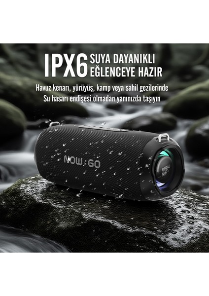 Nowgo F8 40W Rgb Speaker Su Geçirmez Taşınabilir Kablosuz Bluetooth Hoparlör Gri