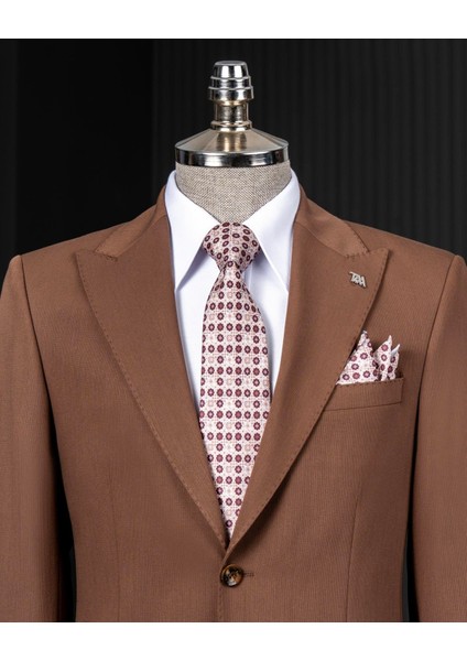 Italyan Stil Ceket Pantolon Takım Elbise Kahverengi T14007 fiyatları