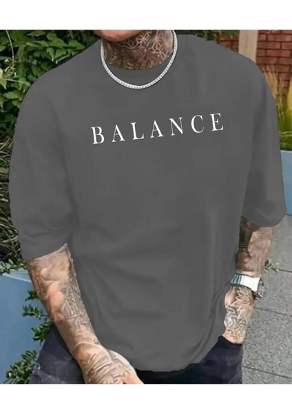 Balance Baskılı Oversize Unısex Tshirt -%100 Pamuk Kumaş- Caglisa