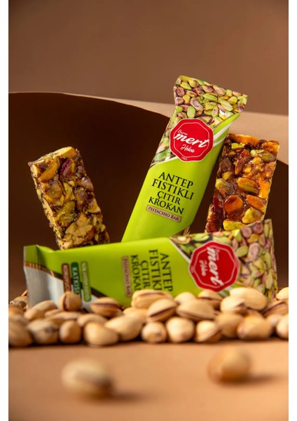 Şeker İlavesiz Antep Fıstıklı Çıtır Krokan Bar (6'lı Paket)