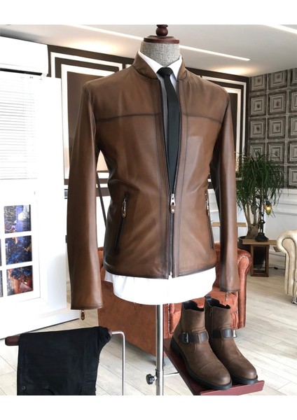 Deri Mont Ceket Camel T4312 fırsatları