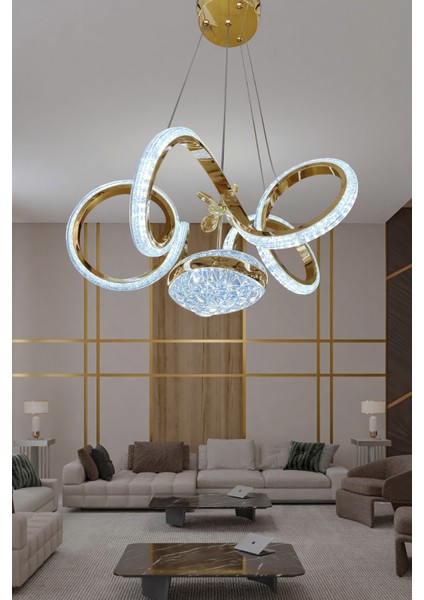 Kıvrım Eliza Tek Toplu Simli Slikonlu Modern Oturma LED Avizesi