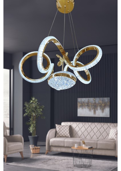 Kıvrım Eliza Tek Toplu Simli Slikonlu Modern Oturma LED Avizesi fırsatları